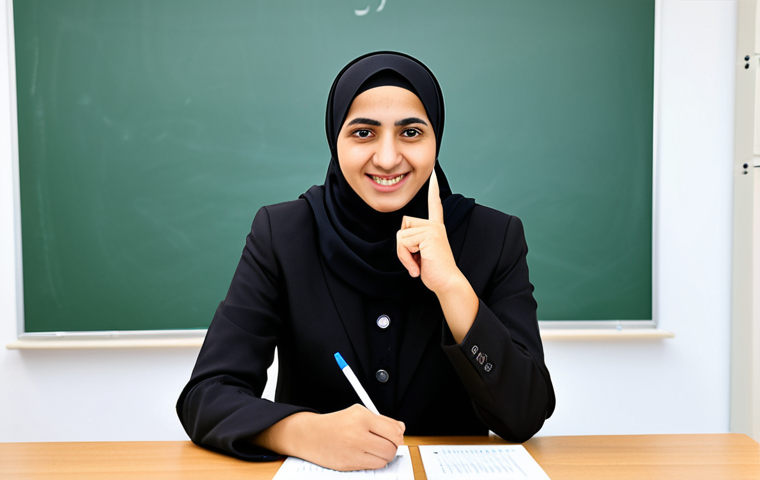 독일어 공부할 때 흔한 실수 - Pronunciation Practice**
"A friendly Arabic-speaking student, fully clothed in modest attire, pract...