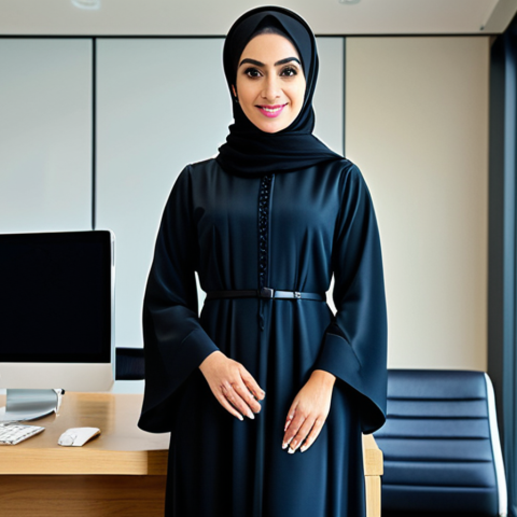 독일어 존댓말과 반말 차이 - **
"A professional Arabic businesswoman wearing a modest, elegant abaya in a modern office setting ...