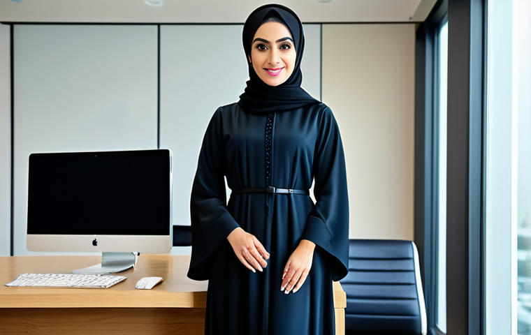 독일어 존댓말과 반말 차이 - **
"A professional Arabic businesswoman wearing a modest, elegant abaya in a modern office setting ...