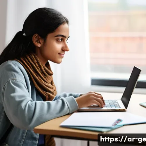 Home 24 독일어 코칭 프로그램 추천 - **Prompt:** A focused young adult, of Arabic descent, diligently learning German online. They are se...